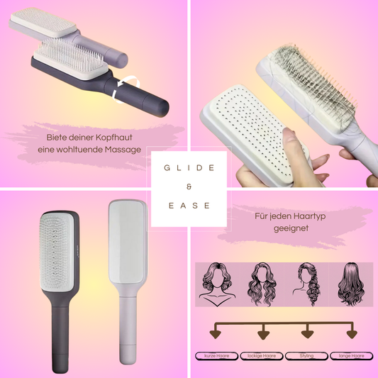 GlideEase - Selbstreinigende Massage-Haarbürste mit Anti-Verfilzungs-Technologie 🌟